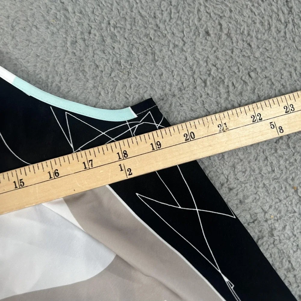Alfani Shirt Womens Large Black Mint Beige Halter Handkerchief Hem Abstract - Picture 9 of 13